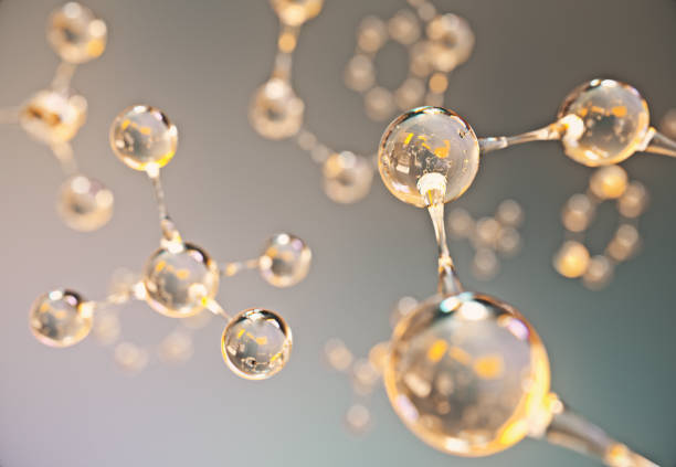 Abstract gold and orange molecule background,3d rendering. stock photo