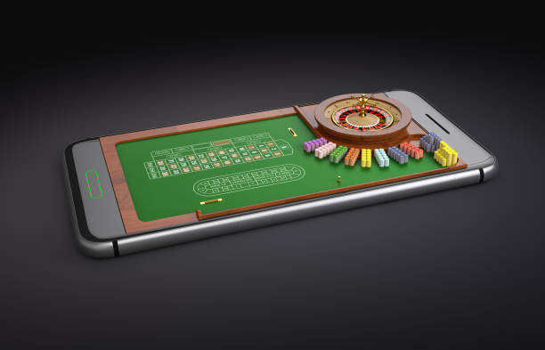 istock Mobile phone screen roulette game concept 3d illustration 954694844