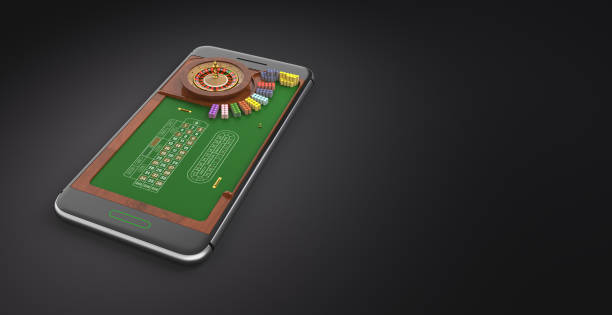 istock Mobile phone screen roulette game concept 3d illustration 954694882
