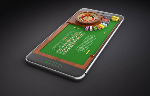 istock Mobile phone screen roulette game concept 3d illustration 954694900