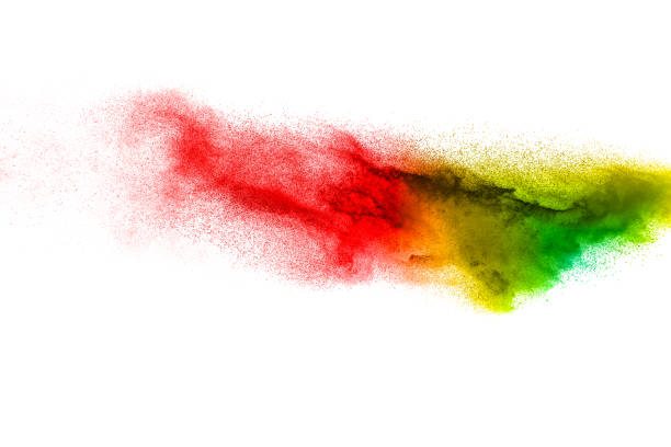 istock Multi color powder explosion isolated on white background. Colored dust splash cloud  on white background. Launched colorful particles on background. Painted Holi in festival. 954700114