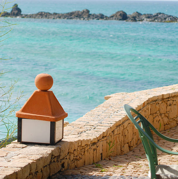 Colored light pole from Cape Kaliakra, Black sea water, bulgarian coastline.