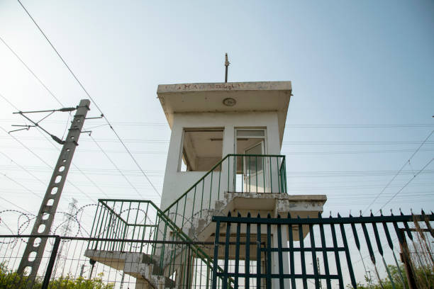 abandoned conductor tower on railroad