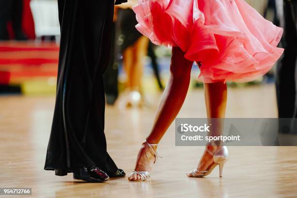 Couple Feet Of Dancers Woman And Man Latino Dancing Stock Photo - Download Image Now