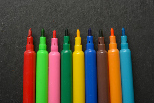 istock pile of colored felt-tip pens on slate plane 954713666