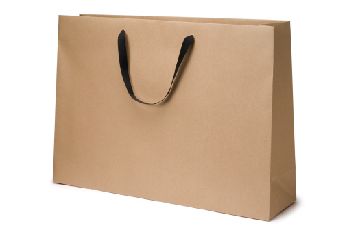 Brown craft paper bag with clipping path
