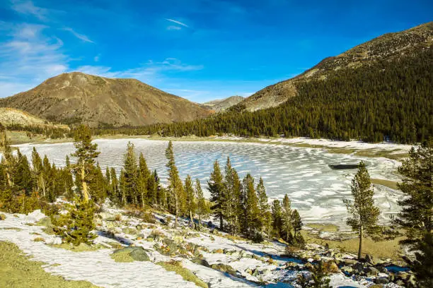 Photo of Frozen lake near Tuolumne Meadows, Yosemite National Park, California, USA