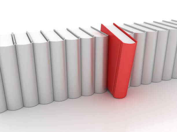 istock Row of Books One Red - 3D Rendering 954718184