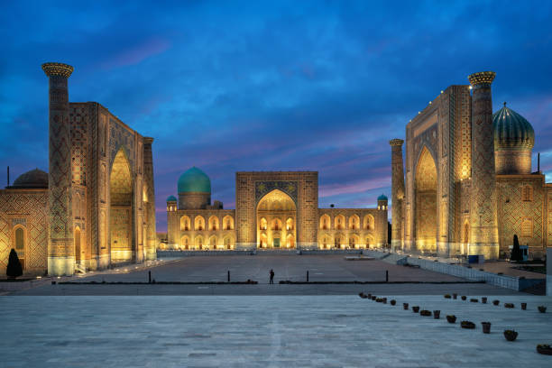 istock Registan square at dusk in Samarkand, Uzbekistan 954720542
