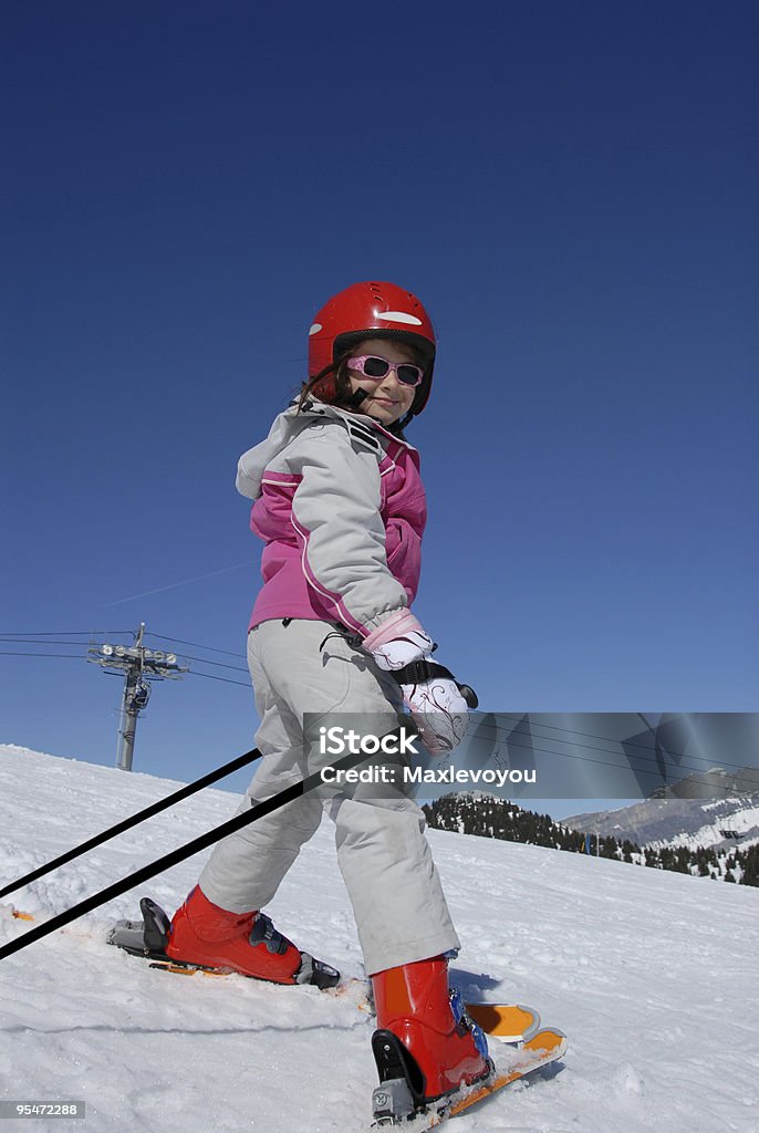 여자아이, 스키 - 로열티 프리 건강한 생활방식 스톡 사진