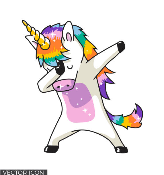 dabbing unicorn vector design - humor ilustracje stock illustrations