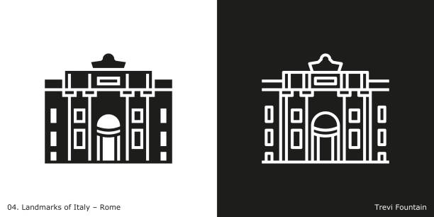 トレビの泉のアイコン - trevi fountain rome fountain panoramic点のイラスト素材／クリップアート素材／マンガ素材／アイコン素材
