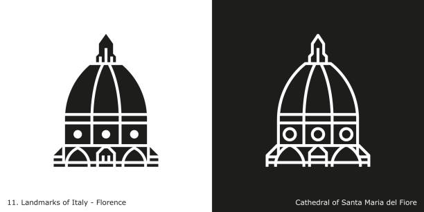 illustrazioni stock, clip art, cartoni animati e icone di tendenza di icona della cattedrale di santa maria del fiore - firenze