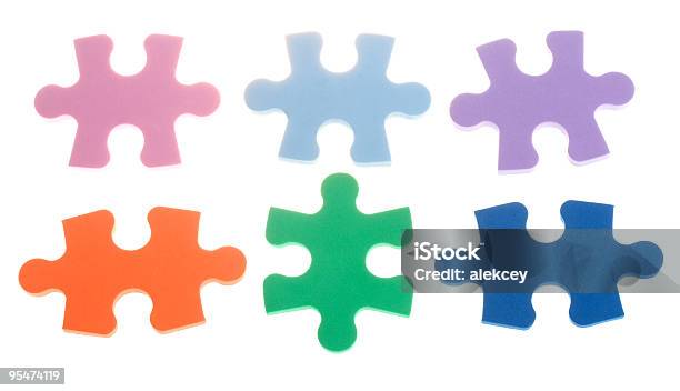 Sechs Farbe Puzzle Häuserblocks Stockfoto und mehr Bilder von Puzzle - Puzzle, Teilabschnitt, Zahl 6