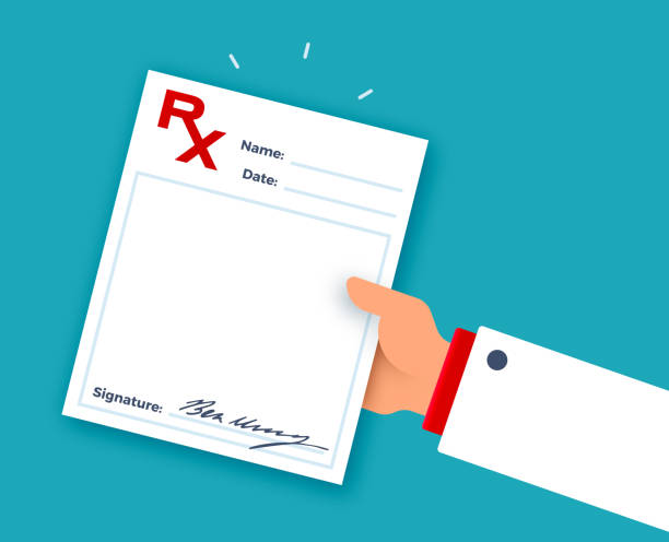 Doctor Giving Medical Prescription Doctor's hand giving medical prescription. giving medication stock illustrations