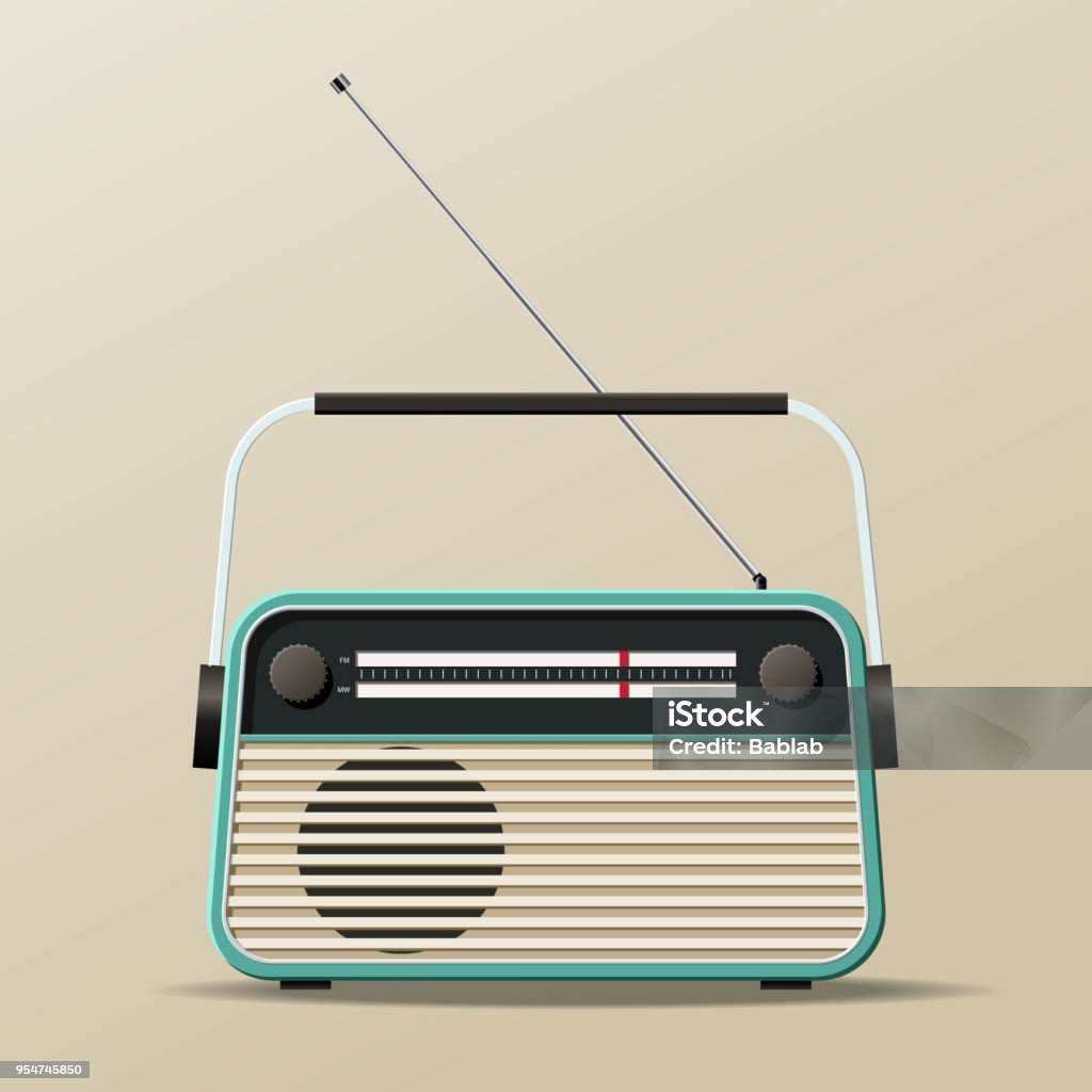 Ricevitore radio vintage portatile - arte vettoriale royalty-free di Radio