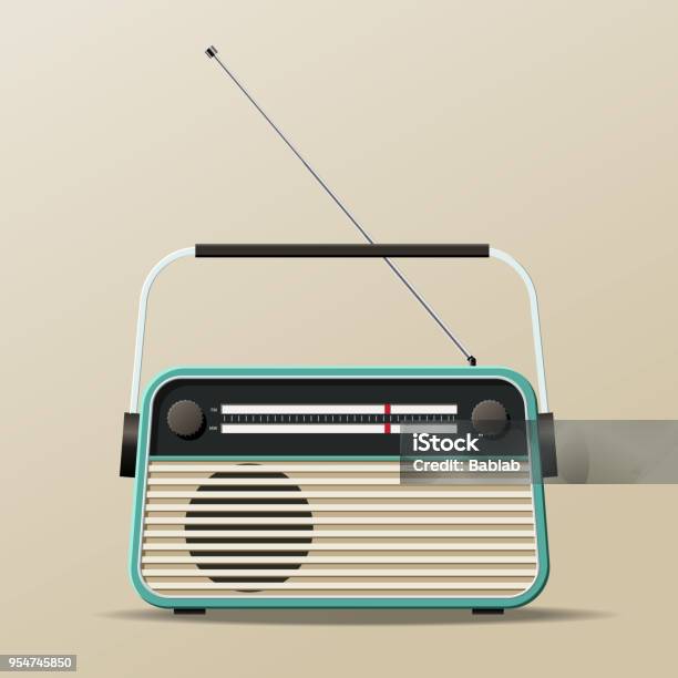 Ricevitore Radio Vintage Portatile - Immagini vettoriali stock e altre immagini di Radio - Radio, Vecchio, Illustrazione