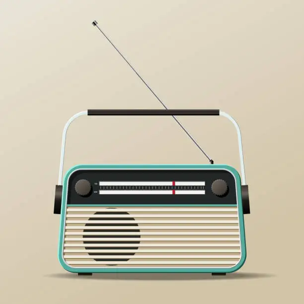 Vector illustration of Portable Vintage Radio Receiver