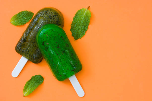 Green frozen popsicles