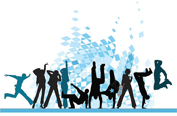 Illustration of people dancing and having fun vector art illustration