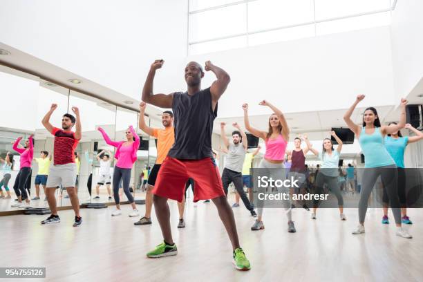 Diverse Group Of People At A Rumba Lesson In The Gym Stock Photo - Download Image Now