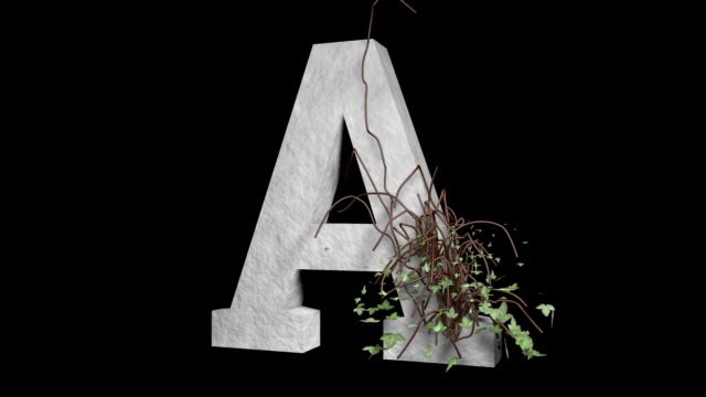 Type Letter A. Ivy Growing Stone Alphabet