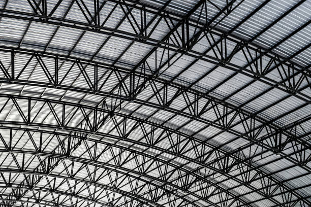 istock Aluminum roof with black steel structure 954756184