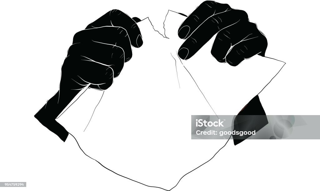 Hands Ripping Paper Vector Hand Tearing Paper Vector Stock Illustration - Download Image Now ...