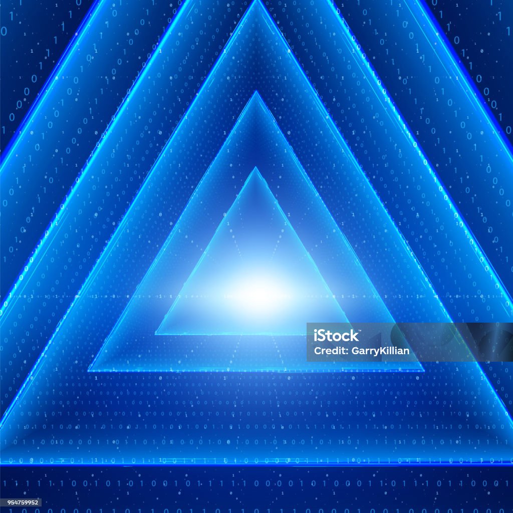 Data Flow Triangular Vector Data Flow Visualization Triangle Glowing Tunnel Of Blue Big Data ...