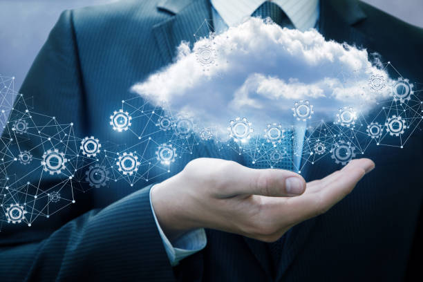 istock Businessman showing cloud management mechanism. 954764292