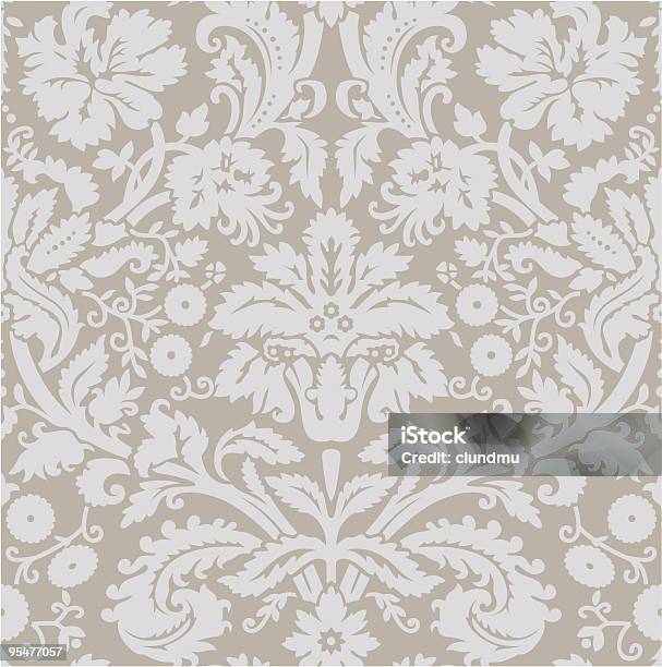 Wallpapergrey Beige Vecteurs libres de droits et plus d'images vectorielles de Motif floral - Motif floral, Objet décoratif, Couleur crème