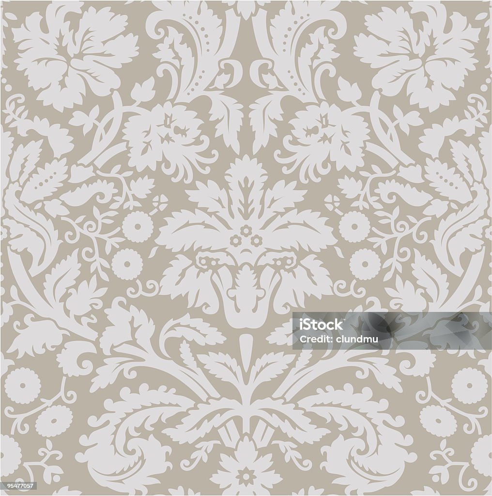 Wallpaper_grey Bege - Royalty-free Padrão Floral arte vetorial