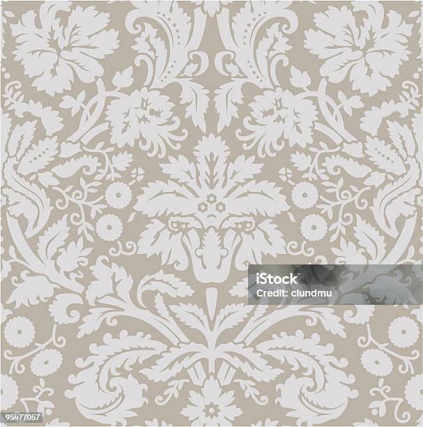 Wallpapergrey Bege - Arte vetorial de stock e mais imagens de Padrão Floral - Padrão Floral, Ornamento, Cor Creme