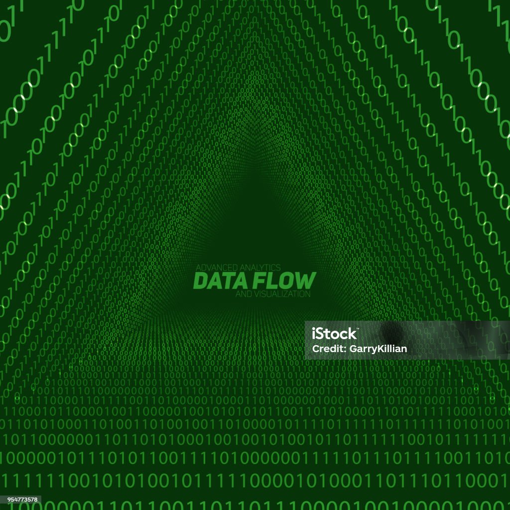 Data Flow Triangular Vector Data Flow Visualization Triangle Tunnel Of Green Big Data Flow ...