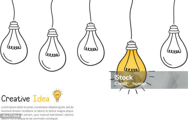 Idea Concept Stock Illustration - Download Image Now - Light Bulb, Drawing - Activity, Drawing - Art Product