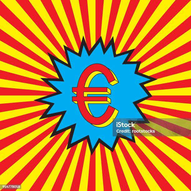 Euro Icon In The Pop Art Explosion Stock Illustration - Download Image Now - Art, Award, Backgrounds