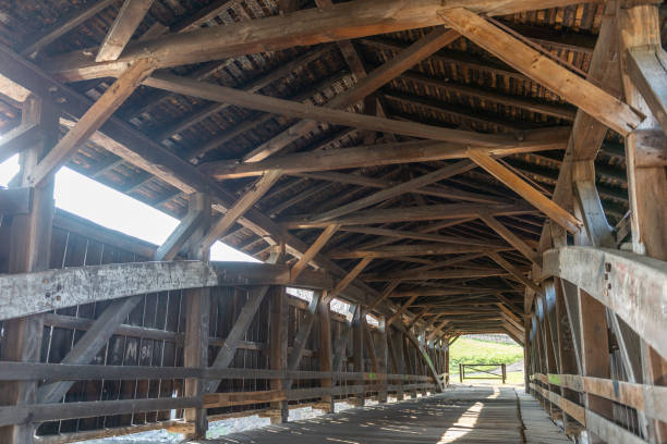 istock Inside of Burr Arch Truss, Covered Bridge. 954778414