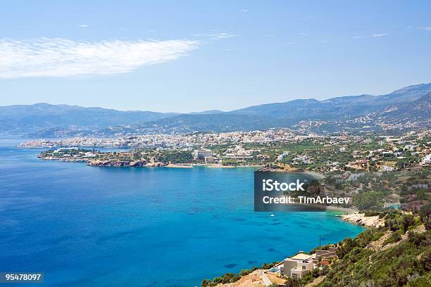 Panoramic View Of Agios Nikolaos Stock Photo - Download Image Now - Aghios Nikolaos, Crete, Harbor