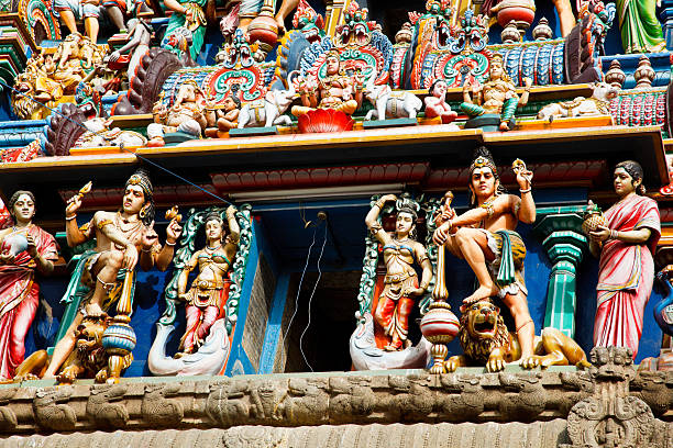 Gopuram (tower) of Hindu temple Gopuram (tower) of Hindu temple  Kapaleeshwarar., Chennai, Tamil Nadu, India kapaleeswarar temple photos stock pictures, royalty-free photos & images