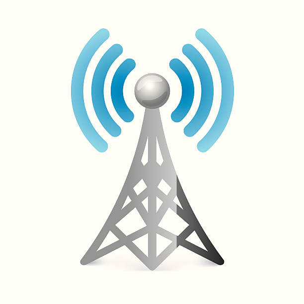 Wireless tower vector icon  cell tower stock illustrations