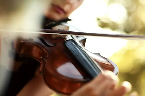 Close-up violin playing