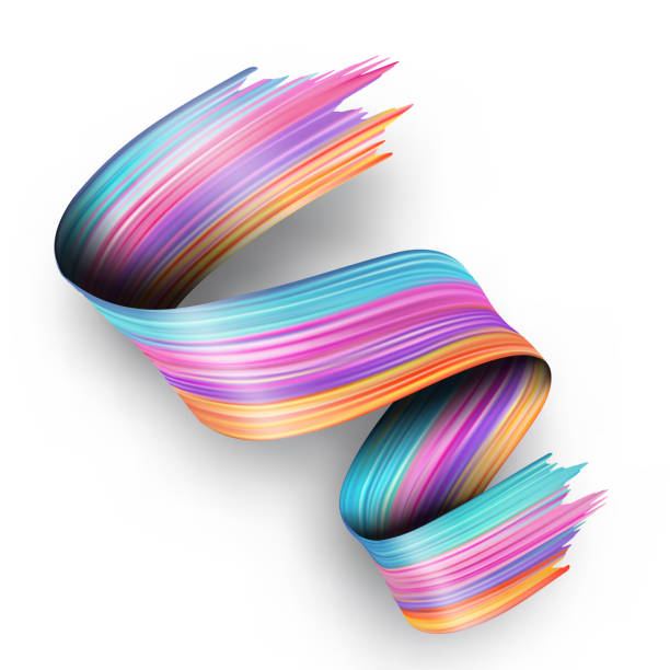 istock 3d abstract liquid fluid design. Colorful twisted brush stroke, smear wave, splash curl of paint isolated on white background 954800838