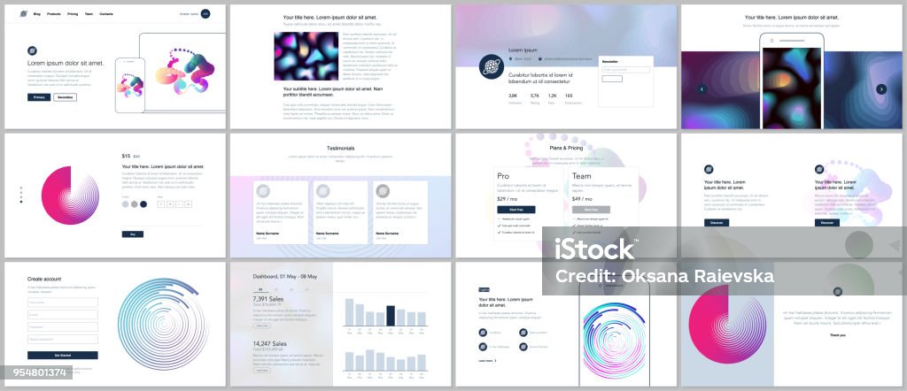 Vector templates for website design, minimal presentations, portfolio with geometric patterns, gradients, fluid shapes. UI, UX, GUI. Design of headers, dashboard, contact forms, features page, blog. Vector templates for website design, minimal presentations, portfolio with geometric patterns, gradients, fluid shapes. UI, UX, GUI. Design of headers, dashboard, contact forms, features page, blog Plan - Document stock vector