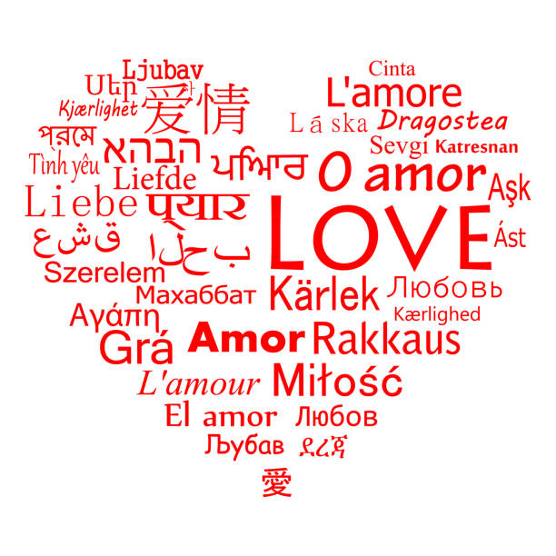 illustrazioni stock, clip art, cartoni animati e icone di tendenza di la parola amore per le lingue più popolari al mondo - love word