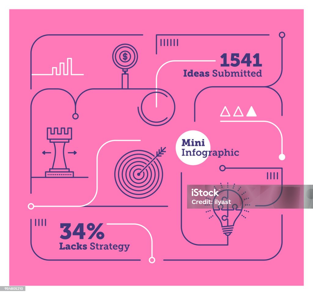 Strategy Mini Infographic Vector Infographic Line Design Elements for Strategy Infographic stock vector