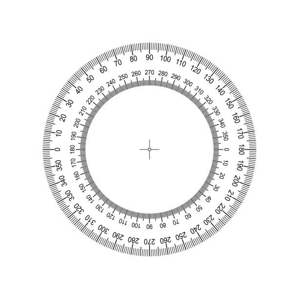 円形分度器。度を測定するためのグリッドを分度器です。傾斜角度計。測定ツールです。サークルの規模を測定します。ラウンドの規模、レベルのインジケーター、円形メーター eps10 を測定 - drawing compass architecture work tool engineering点のイラスト素材／クリップアート素材／マンガ素材／アイコン素材