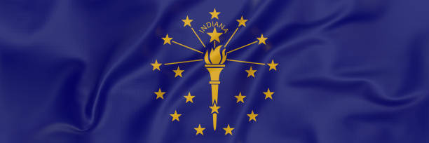 Flag of Indiana Top view of Indiana flag us state flag stock pictures, royalty-free photos & images