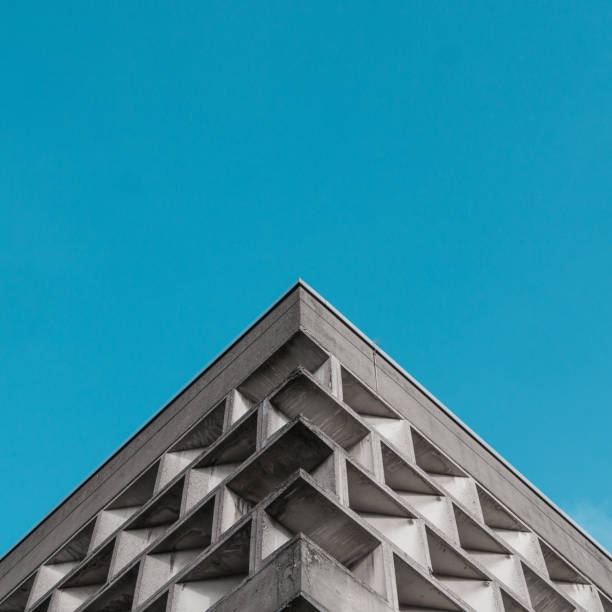 Symmetrical image of brutalist building