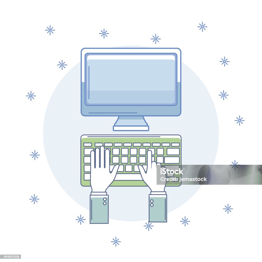 Using Computer Hands Picture Hands Using Computer Stock Illustration - Download Image Now - Blank ...