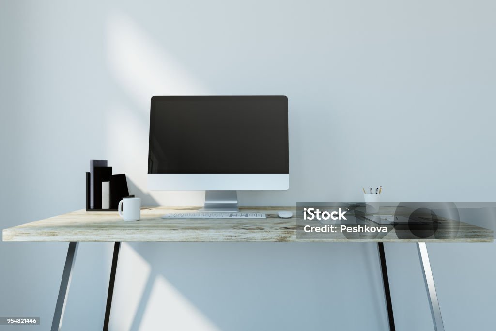 Empty Computer Design Creative Designer Workplace With Empty Computer Stock Photo - Download ...
